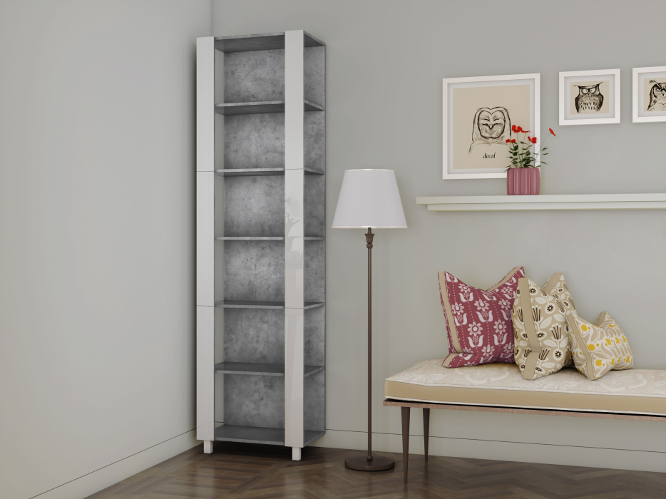 Открытые, Стеллаж модульный Универсальный 35х60х240 Белое стекло