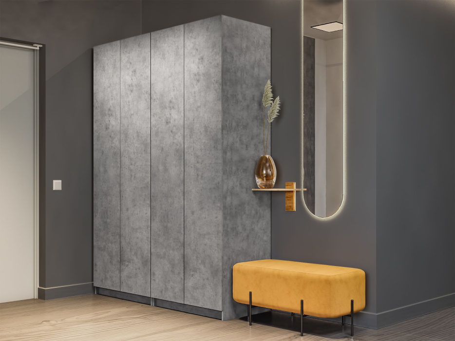 Шкафы распашные, Распашной шкаф Локер 800+800 (Гармошка с системой Push to Move/Левый) с полками и ящиками слева