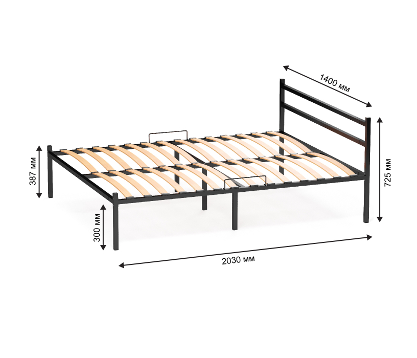 Кровати 140х200, Кровать металлическая Элимет 140*200 см