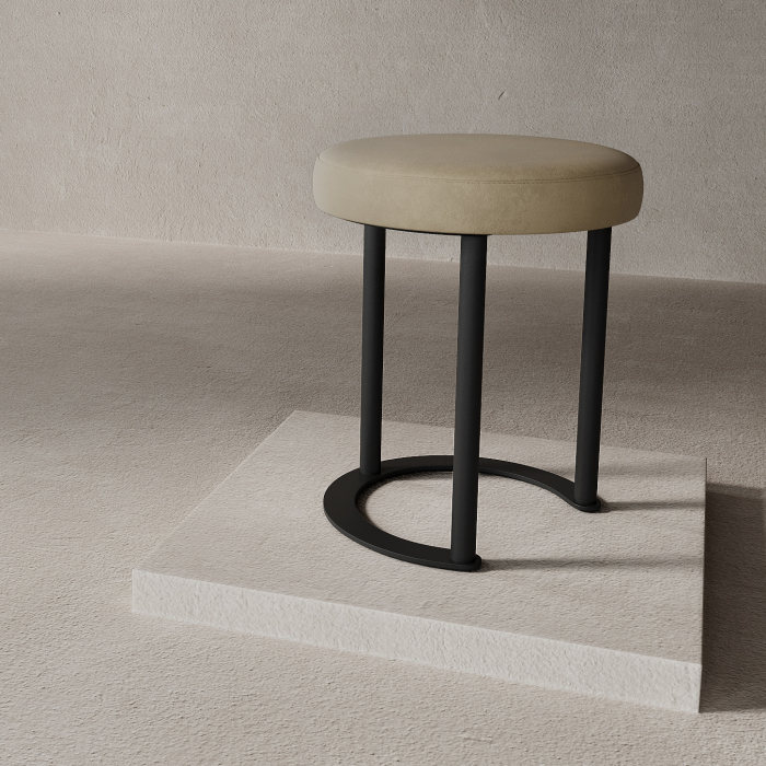 Пуфы дизайнерские, Пуф с металлическим каркасом HORSIX (Черный)