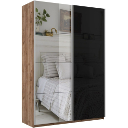 Шкаф-купе Прайм 2х дверный Зеркало/Стекло черное 120х57х230