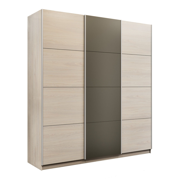 Шкафы-купе 3-х дверные, Шкаф-купе Прайм Широкий 3-х дверный ДСП/Стекла хаки/Доводчики 240х57х230
