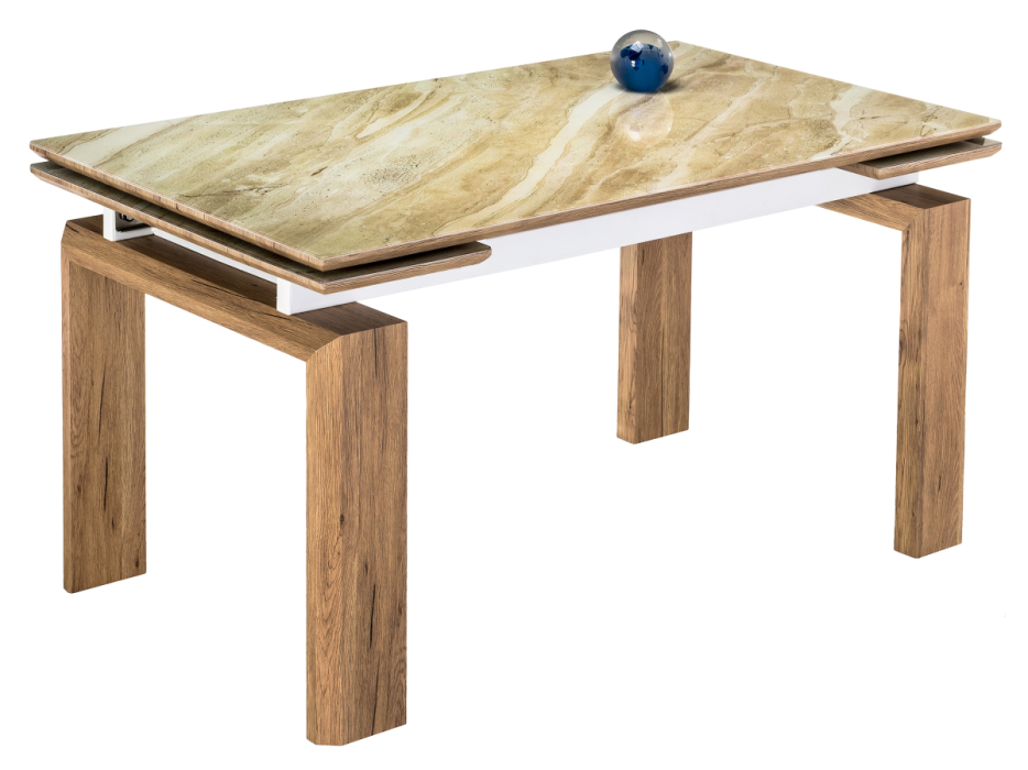 Обеденные столы, Стол стеклянный Давос (Бежевый мрамор)