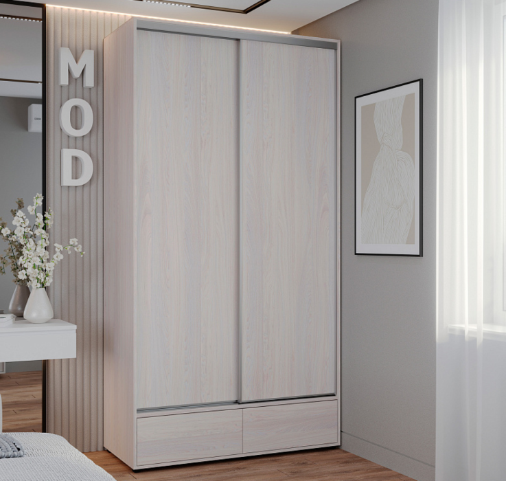 Шкафы-купе 2-х дверные, Шкаф-купе 2-дв  MOD 1200 лдсп/лдсп  (в2390*ш1232*г620)