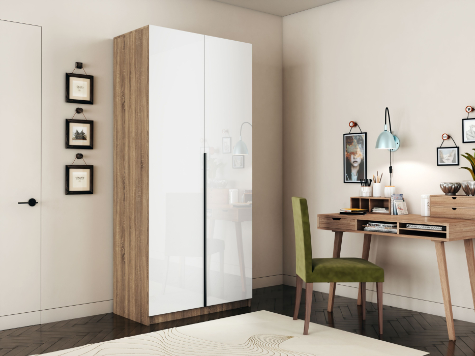 Шкафы распашные, Шкаф распашной Е1 Локер 101x52.5x220 см, с белым стеклом