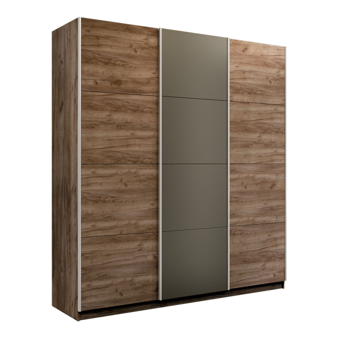 Шкафы-купе 3-х дверные, Шкаф-купе Эста 3-х дверный ДСП/Стекла хаки/Доводчик 240х66х240