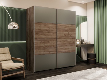 Шкаф-купе Эста 2-х дверный ДСП/Стекла хаки/Доводчик 200х66х240