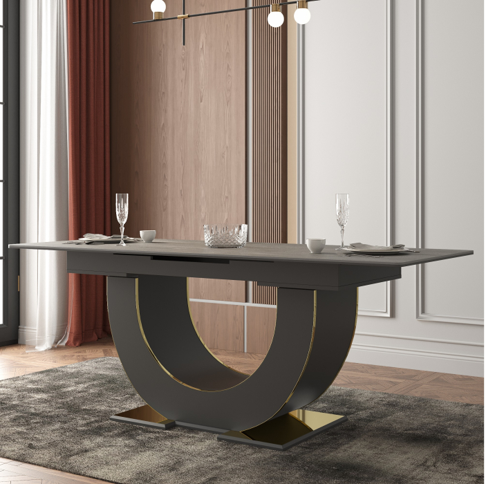 Обеденные столы, Стол Монако, столешница керамогранит (1600/2000х900х820) золото