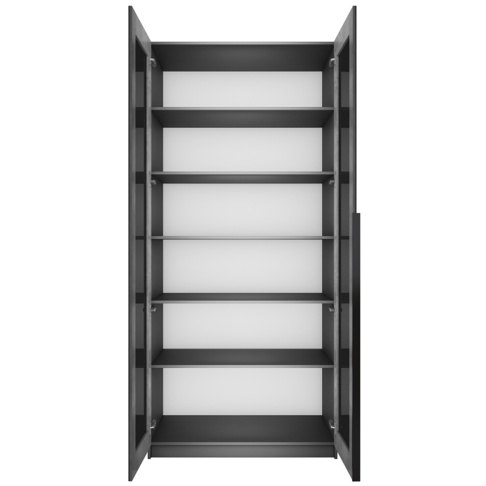 Шкафы распашные, Шкаф распашной Е1 Локер 101x52.5x220 см, с черным стеклом и полками