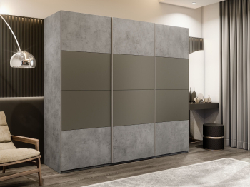 Шкаф-купе Эста 3-х дверный ДСП/Стекла хаки/Доводчик 270х66х240