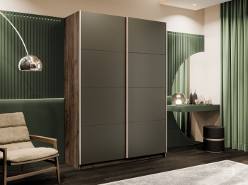 Шкаф-купе Прайм 2-х дверный Стекла хаки/Доводчики 160х57х230