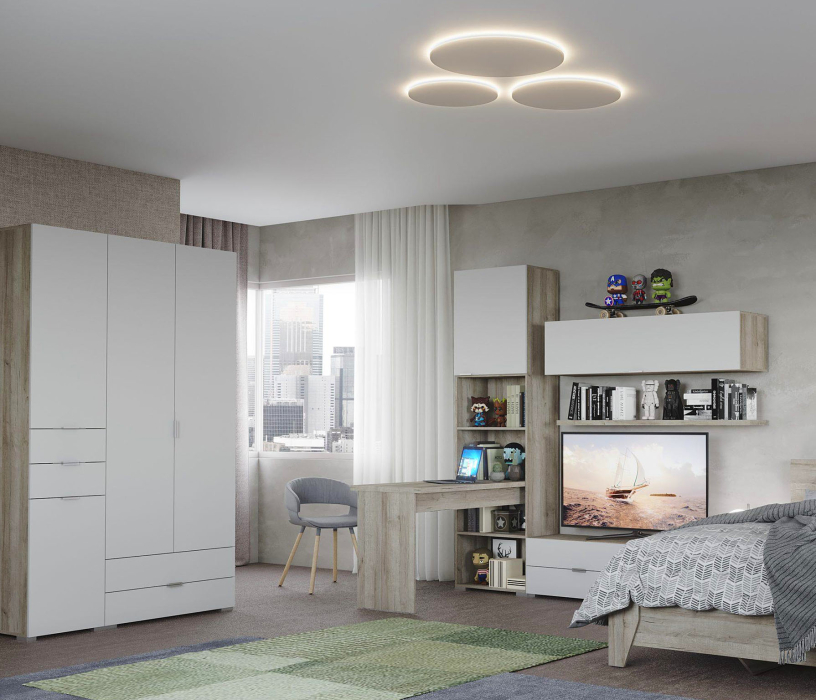 Шкафы одностворчатые, Шкаф Анима ШК-3014, дуб серый, белый