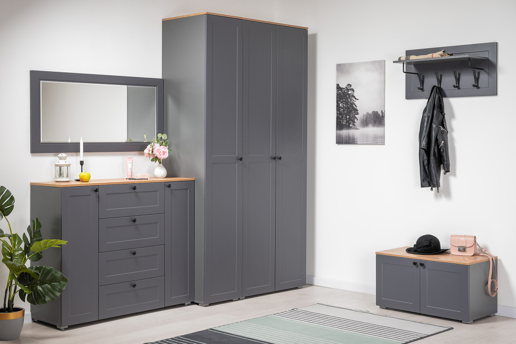 Комоды, Комод Остин 16.221, серый графит, дуб золотой крафт