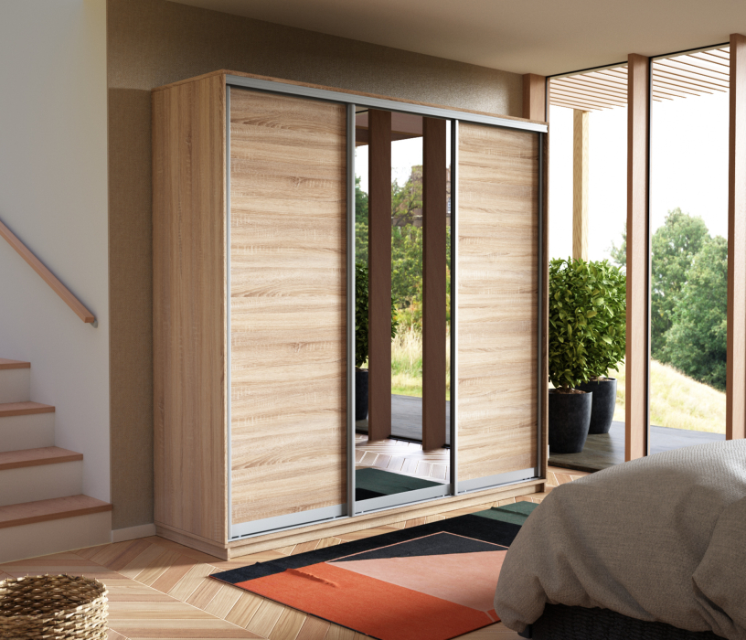 Шкафы-купе, Шкаф-купе Экспресс Медиум (1 зеркало) трио 2400 x 2100 x 600