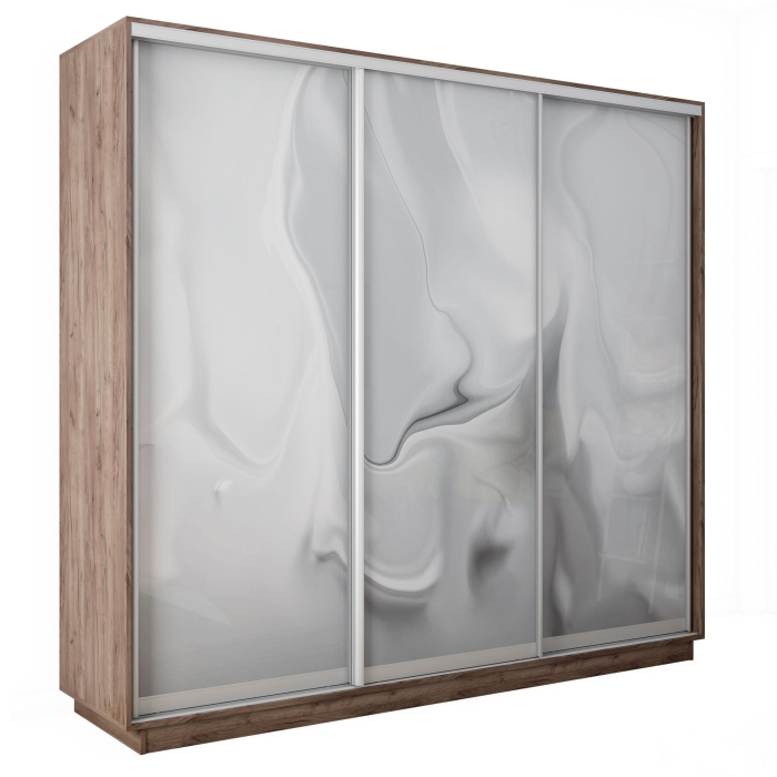 Шкафы-купе 3-х дверные, Шкаф-купе Экспресс 3-х дверный Фотопечать Шелк Стекла 210х60х220
