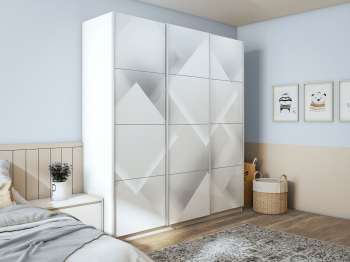 Шкаф-купе Прайм 3-х дверный Фотопечать Квадраты Стекла/Доводчики 210х57х230