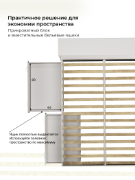 Кровать Виктория с прикроватным блоком и ящиками 160х200