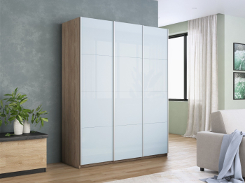 Шкаф-купе Прайм 3-х дверный Стекла белые/Доводчики 180х57х230