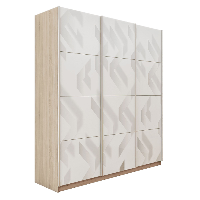 Шкафы-купе 3-х дверные, Шкаф-купе Прайм 3-х дверный Фотопечать Ленты Стекла/Доводчики 180х57х230