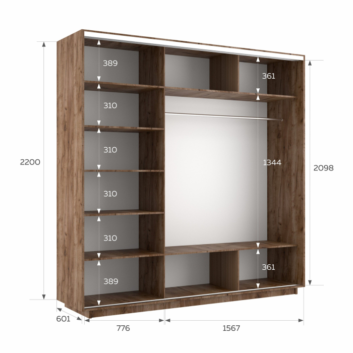 Шкафы-купе 3-х дверные, Шкаф-купе Экспресс 3-х дверный Фотопечать Ленты Стекла 240х60х220