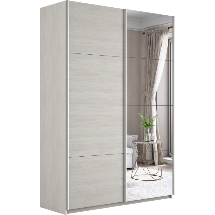 Шкафы-купе 2-х дверные, Шкаф-купе Прайм 2-х дверный ДСП/Зеркало/Доводчики 160х57х230