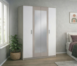 Уют СБ-2750/1.Н Шкаф 4х дверный с зеркалами Авиньон/Авиньон,Белый