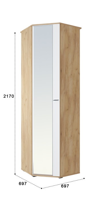 Угловые шкафы, Шкаф угловой Эмилия ЭЛ-14К с зеркалом