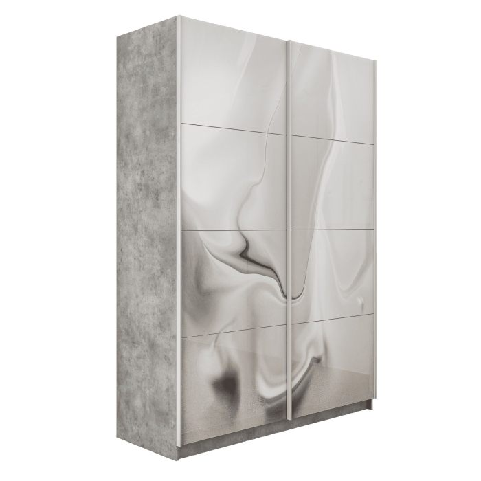 Шкафы-купе 2-х дверные, Шкаф-купе Прайм 2-х дверный Фотопечать Шелк Стекла/Доводчики 140х57х230