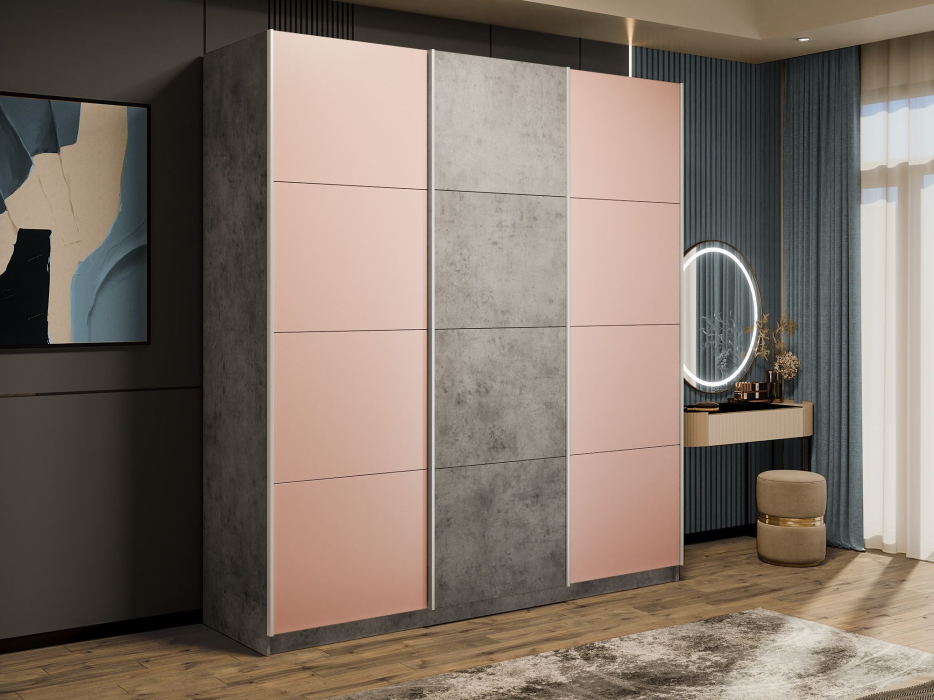 Шкафы-купе 3-х дверные, Шкаф-купе Прайм 3-х дверный Стекла пудра/ДСП/Доводчики 210х57х230