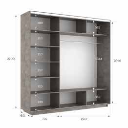 Шкаф-купе Экспресс 3-х дверный Фотопечать Ленты Стекла 240х60х220