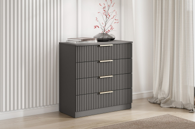 Модульная система "Эккервуд" Комод 4 ящика (МДФ) Графит серый/Графит МР