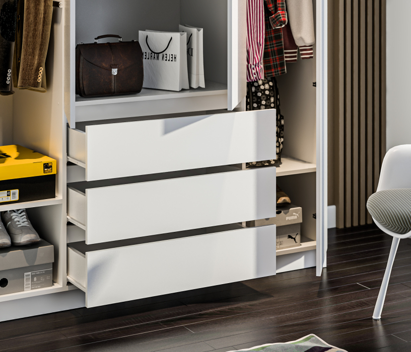 Шкафы распашные, Шкаф 4 дверный с ящиками Леон СБ-3364