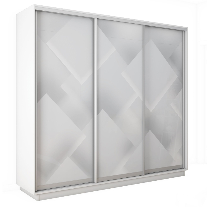 Шкафы-купе 3-х дверные, Шкаф-купе Экспресс 3-х дверный Фотопечать Квадрат Стекла 240х60х240