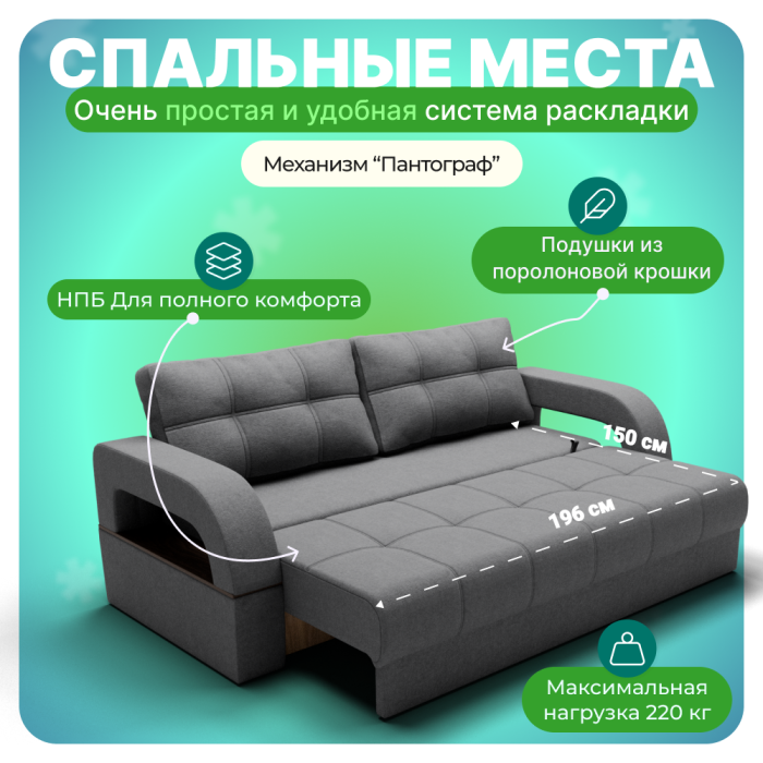 Диваны прямые, Прямой диван Рич-1, НПБ, Квест