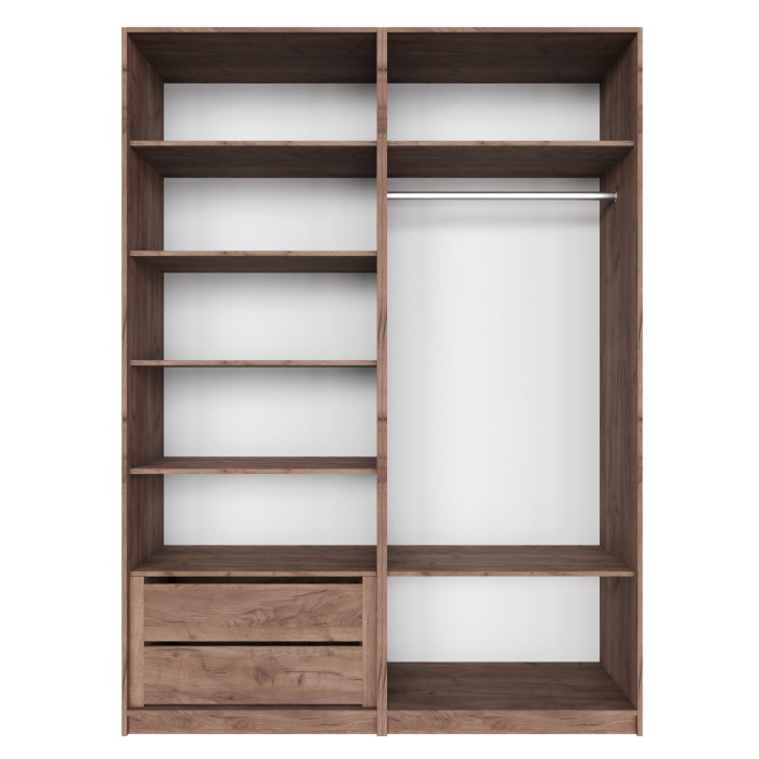 Шкафы распашные, Распашной шкаф Локер 800+800 (Гармошка с системой Push to Move/Левый) с полками и ящиками слева