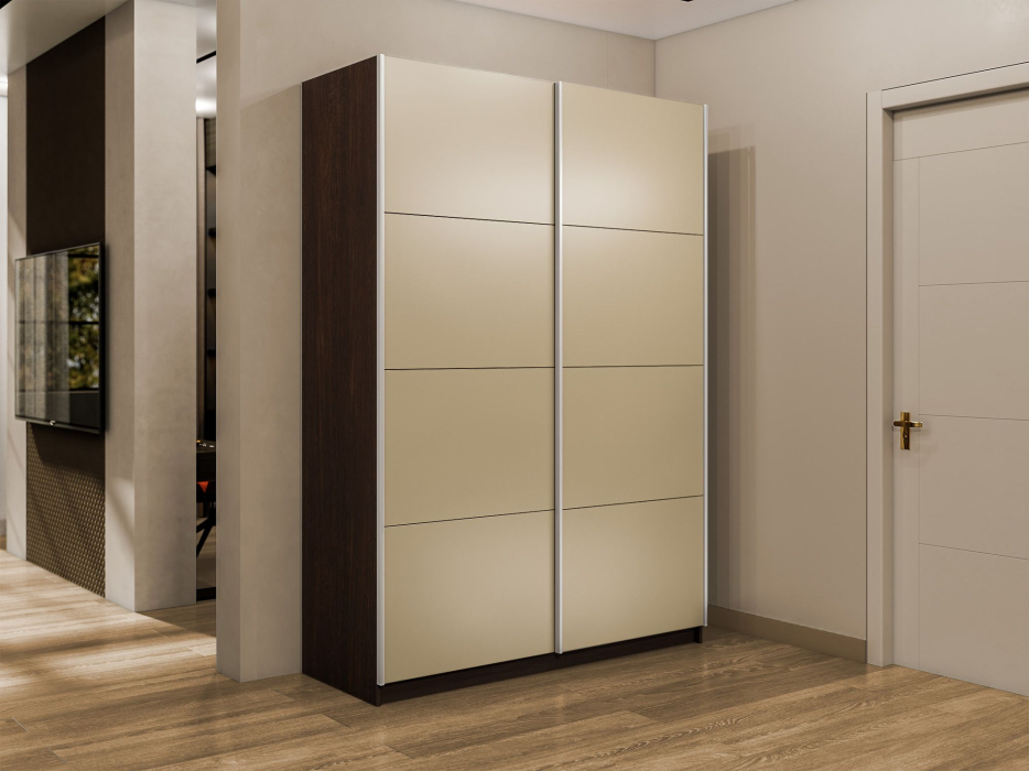 Шкафы-купе 2-х дверные, Шкаф-купе Прайм 2-х дверный Стекла фисташка/Доводчики 160х57х230