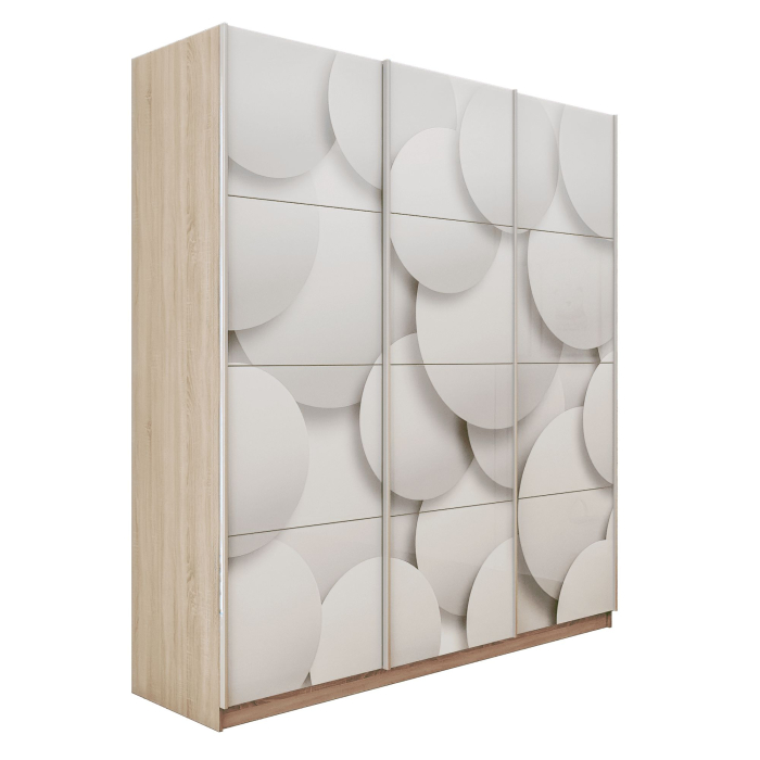 Шкафы-купе 3-х дверные, Шкаф-купе Прайм 3-х дверный Фотопечать Шары Стекла/Доводчики 210х57х230