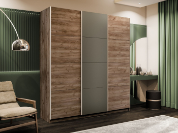 Шкаф-купе Эста 3-х дверный ДСП/Стекла хаки/Доводчик 270х66х240