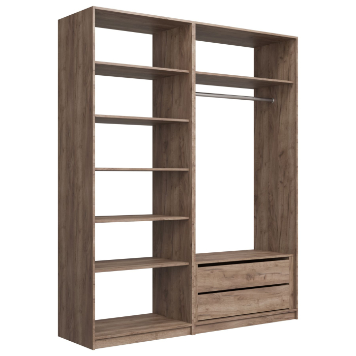 Гардеробные, Прямая гардеробная система с полками и модулем MOD_COMPL