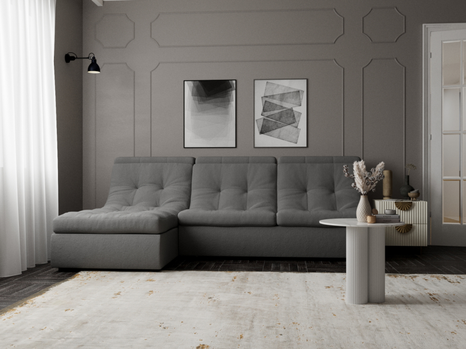 Диваны угловые в гостиную, Угловой диван Монако-2 ППУ, велюр