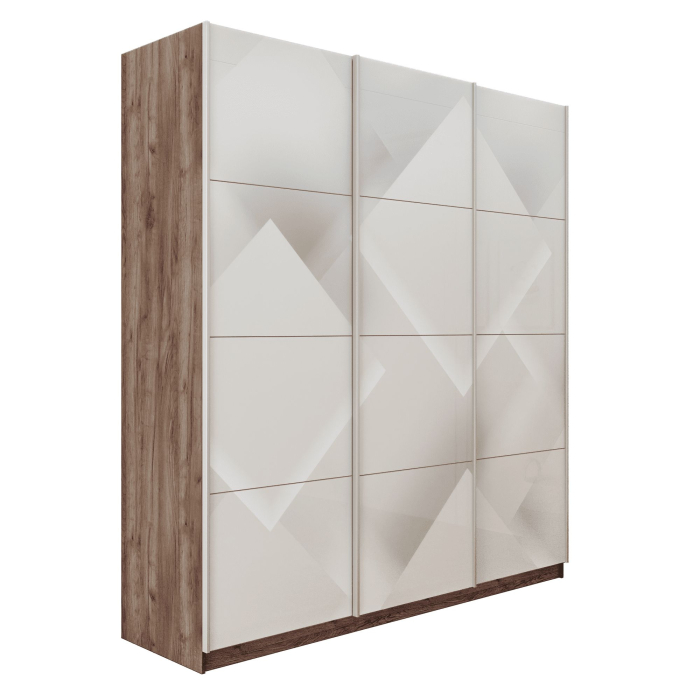 Шкафы-купе 3-х дверные, Шкаф-купе Прайм 3-х дверный Фотопечать Квадраты Стекла/Доводчики 180х57х230