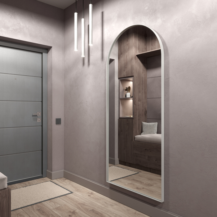 Зеркала в спальню, Дизайнерское настенное/напольное зеркало GENGLASS Arkis в металлической раме