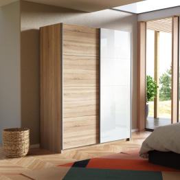 Шкаф-купе Прайм 2х дверный ДСП/Белый Глянец 160х57х230