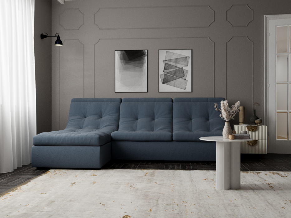 Диваны угловые в гостиную, Угловой диван Монако-2 ППУ, велюр