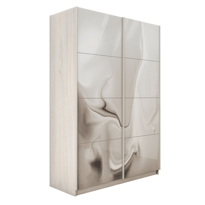 Шкафы-купе 2-х дверные, Шкаф-купе Прайм 2-х дверный Фотопечать Шелк Стекла/Доводчики 120х57х230