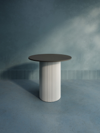 Стол круглый обеденный с белым металлическим подстольем TRUBIS Wood L 80