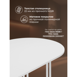 Стол Хьюго О 200 х 90 (белые ноги)