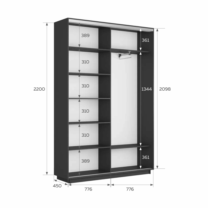 Шкафы-купе 2-х дверные, Шкаф-купе Экспресс 2-х дверный Фотопечать Ленты Стекла 160х45х220
