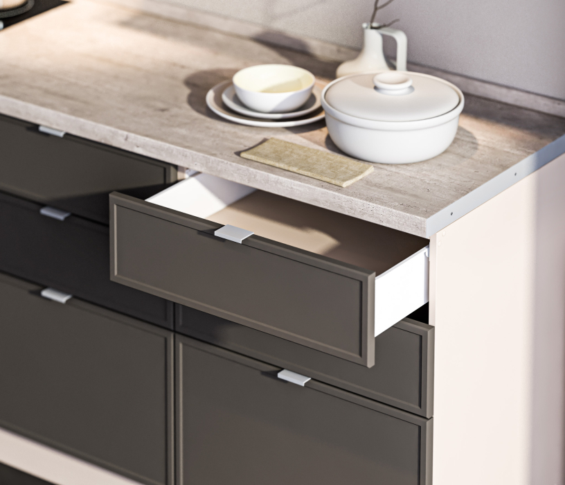 Кухонные гарнитуры, Кухонный гарнитур Регина Квадро Песочный / Базальт 2,8 м