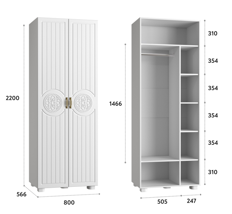 Шкафы распашные, Шкаф для одежды «Монблан» МБ-26К